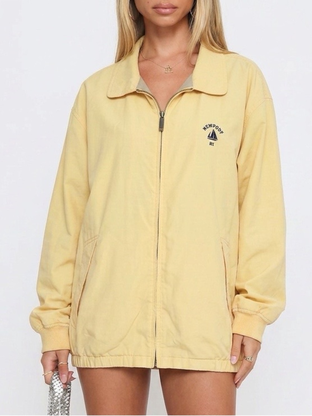 LA‎ LOVING Vintage 1990s Newport Crest Zip Jacket Butter Yellow 2XL